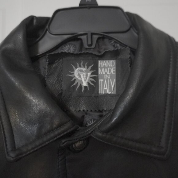 GV Emporio Handmade in Italy Black Leather Jacket Sz L - Picture 4 of 7